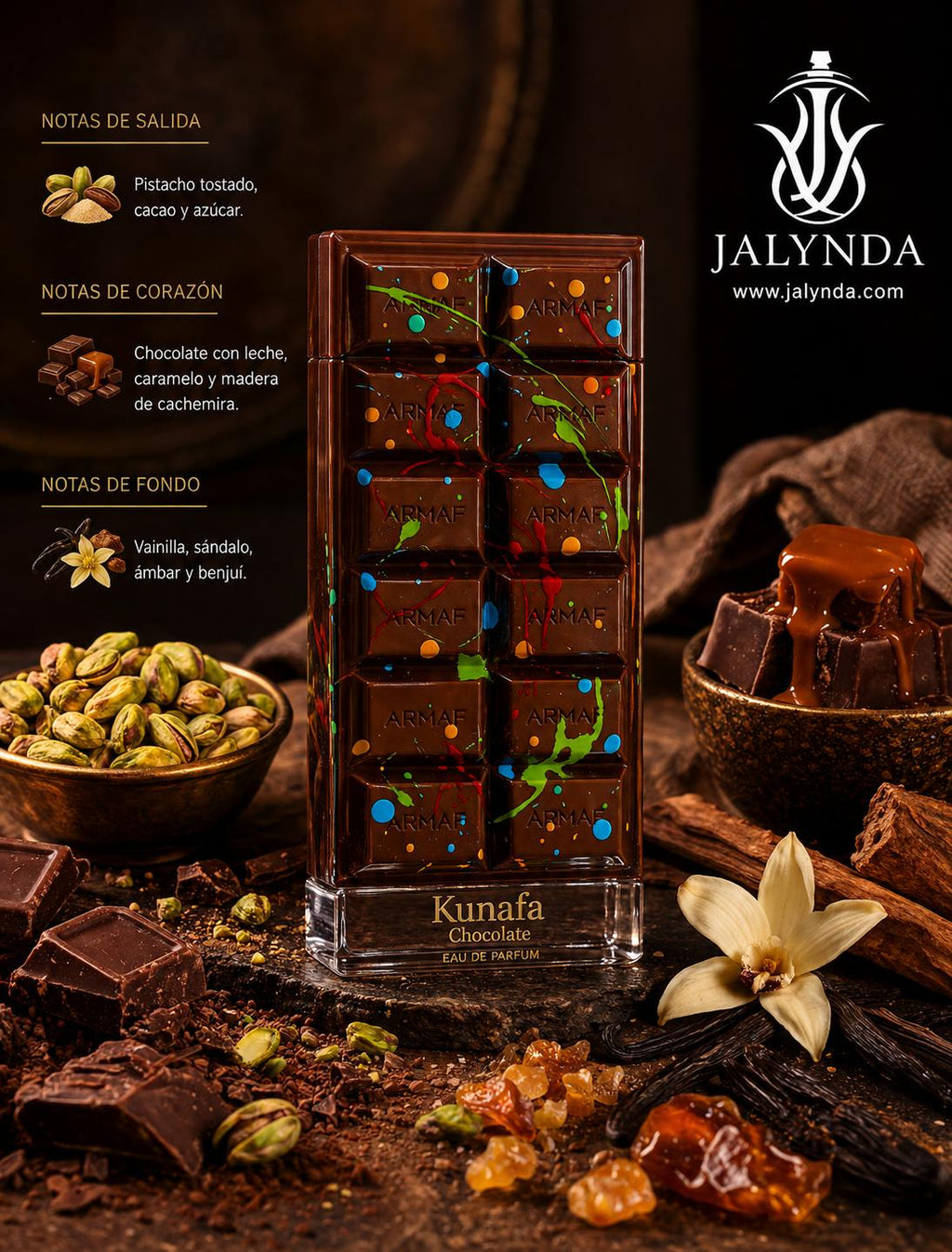 Kunafa Chocolate Armaf | Eau de Parfum 70ml | Perfume Arabe Unisex Gourmand Chocolate Pistacho