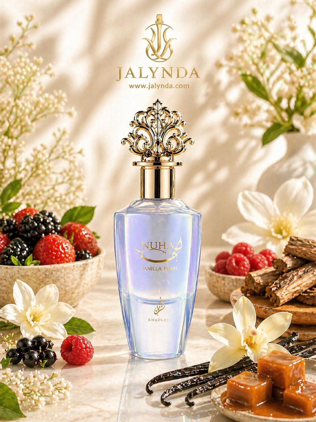 Nuha Vanilla Pearl Khadlaj | Eau de Parfum 85ml | Perfume Arabe Mujer Floral Frutal Gourmand