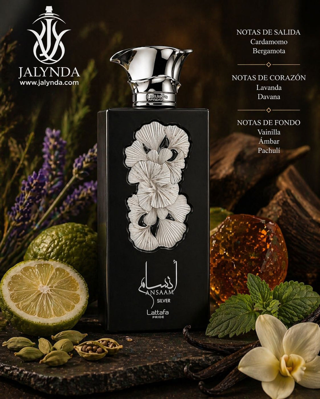 Ansaam Silver Lattafa | Eau de Parfum 100ml | Perfume Arabe Unisex Oriental Aromatico