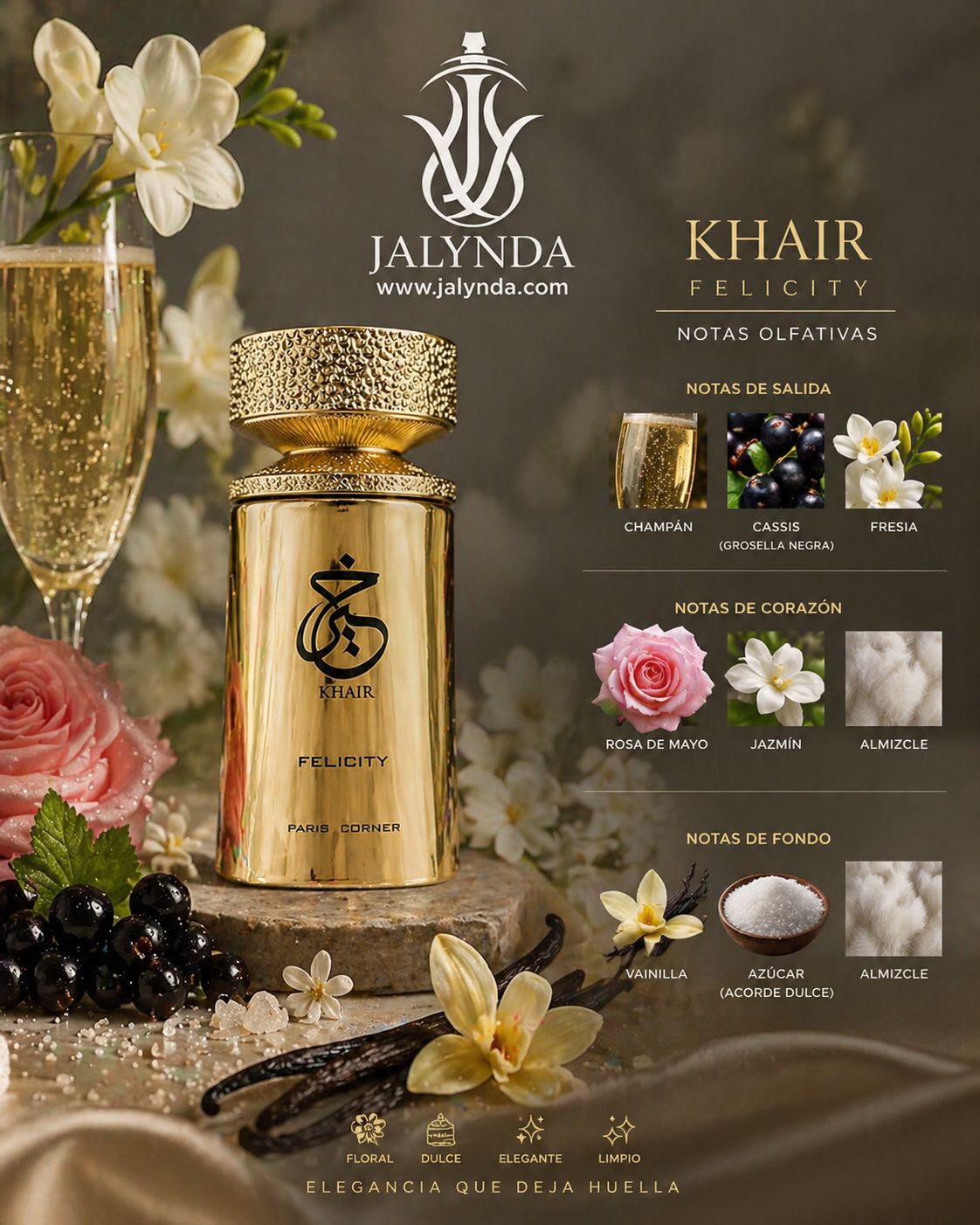 Khair Felicity Paris Corner | Eau de Parfum 100ml | Perfume Arabe Mujer Floral