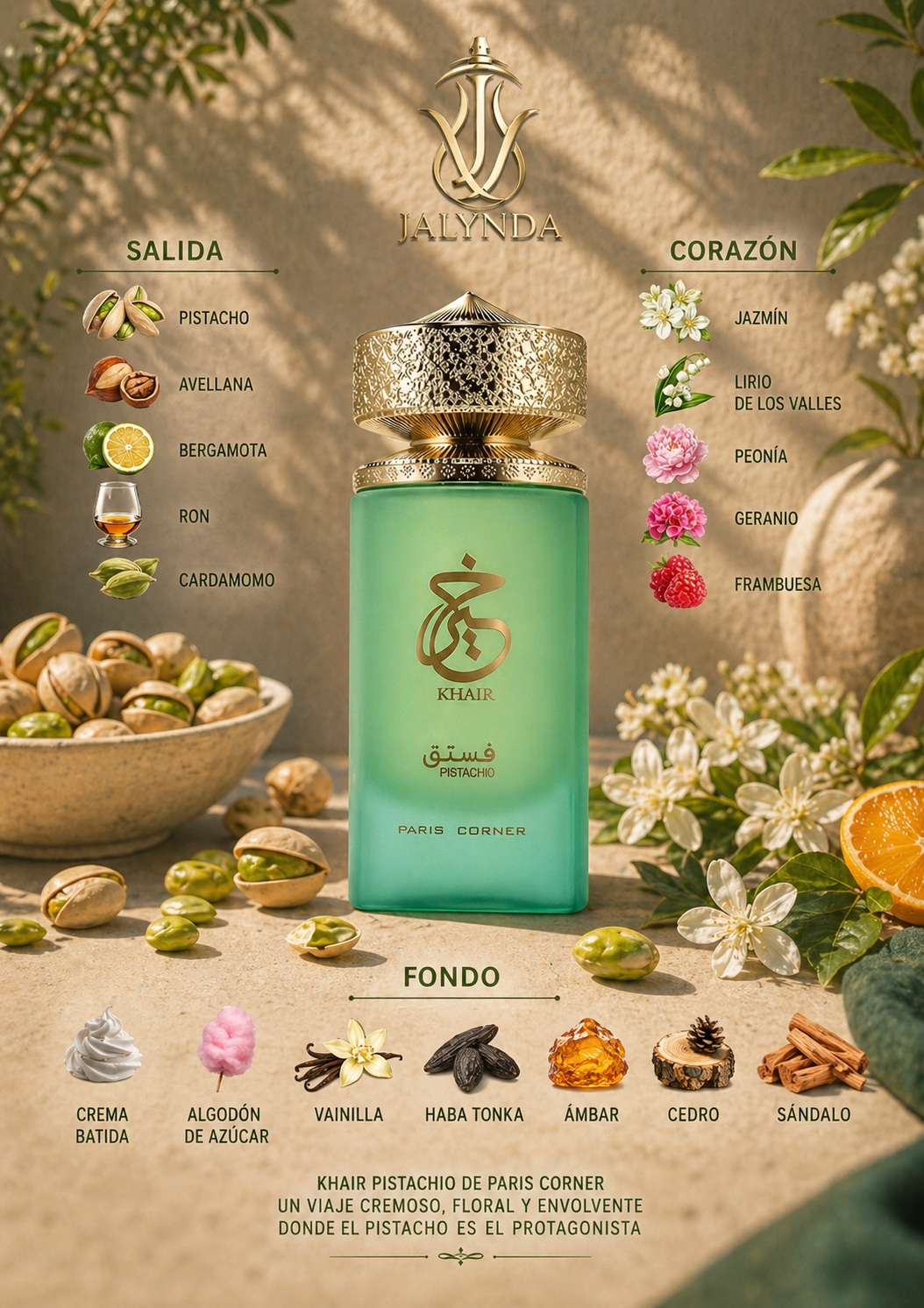 Khair Pistachio Paris Corner | Eau de Parfum 100ml | Perfume Arabe Unisex Gourmand