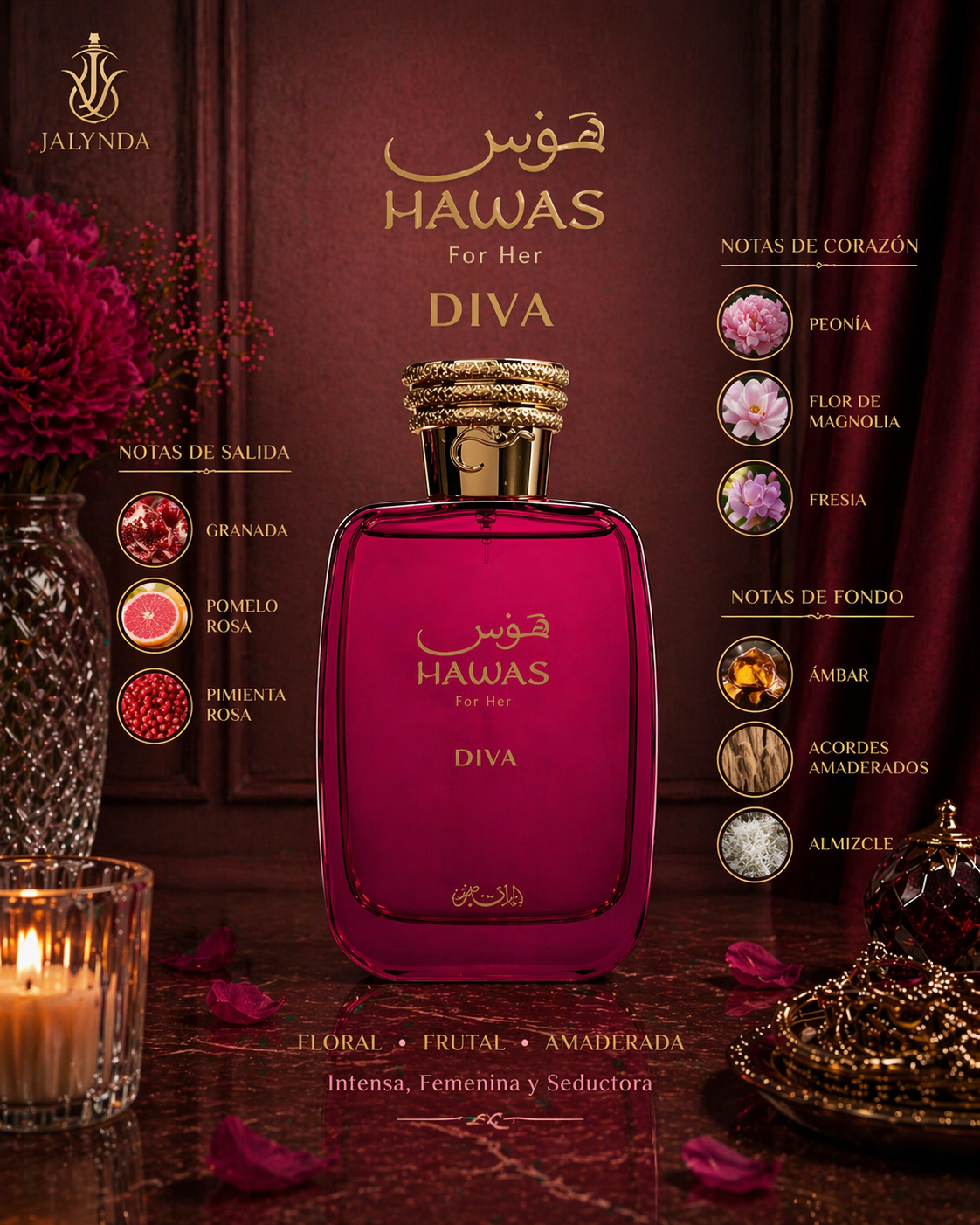 Hawas Diva Rasasi | Eau de Parfum 100ml | Perfume Arabe Mujer