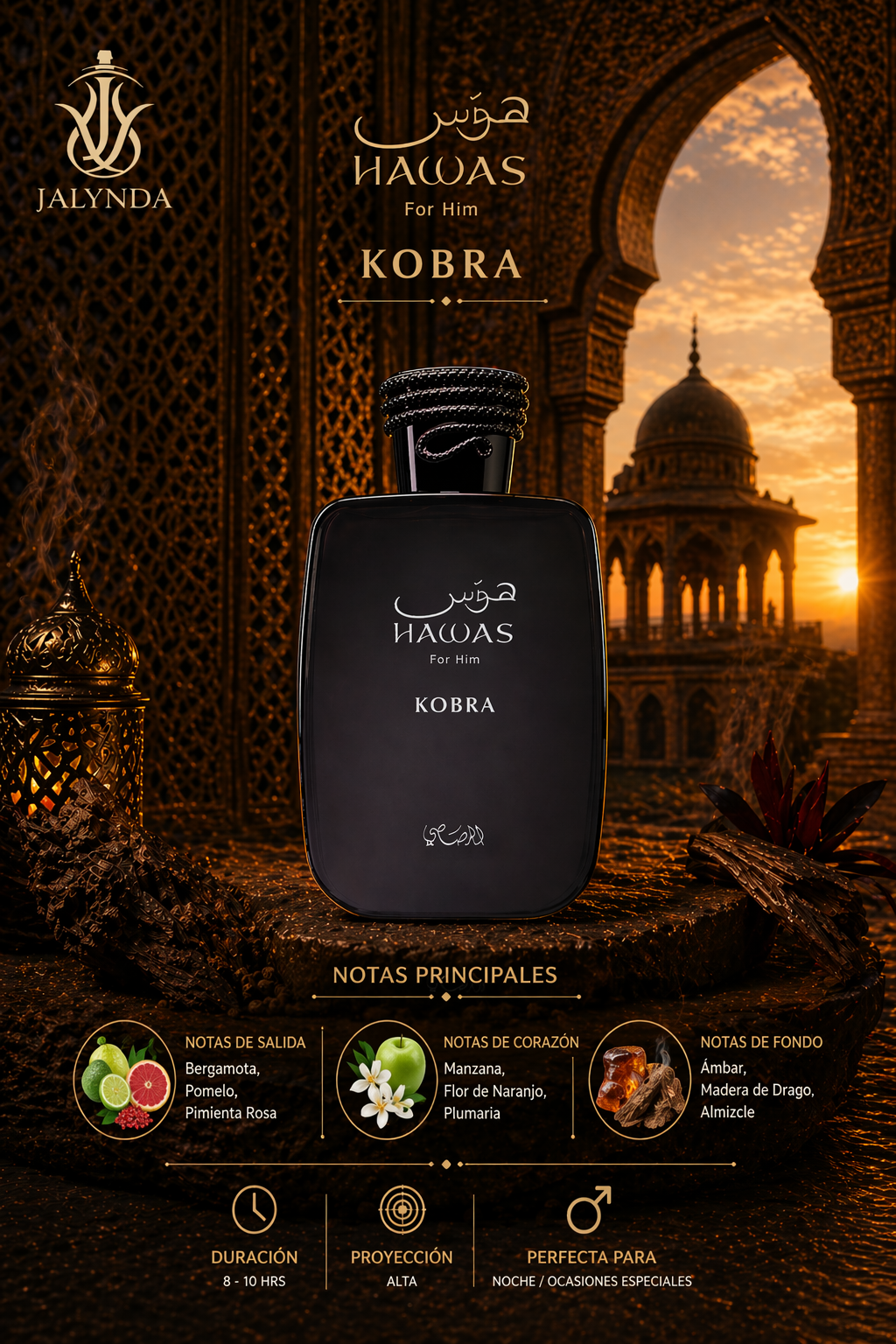 Hawas Kobra Rasasi | Eau de Parfum 100ml | Perfume Arabe Hombre Oriental